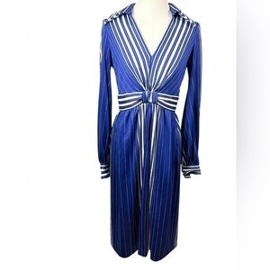 Vintage Eva Gabor by Estevez Striped Midi Dress in Blue & White Sz Small/Medium